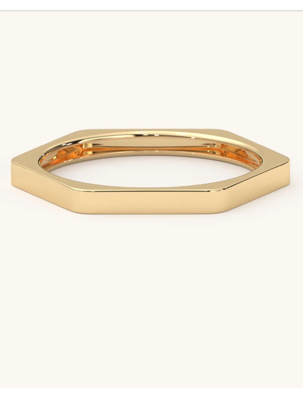 14K Gold Hexagon Ring - Solid Geometric Band